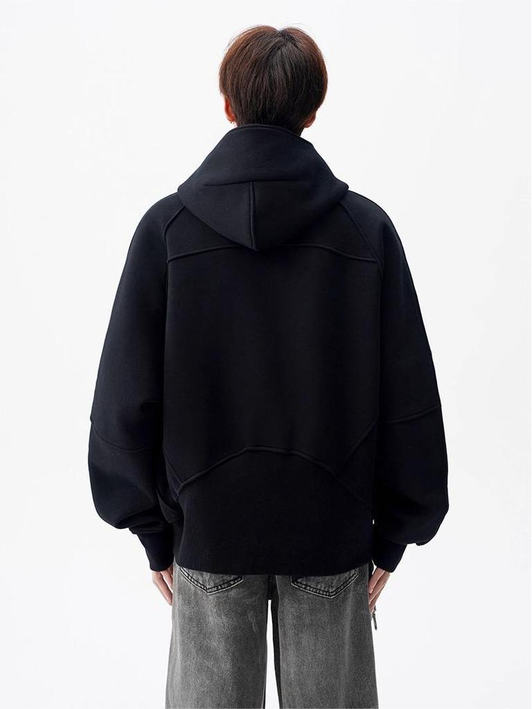 Men's High Street Half-Zip Hooded Sweatshirt - Autumn/Winter Casual Loose Fit Hoodie