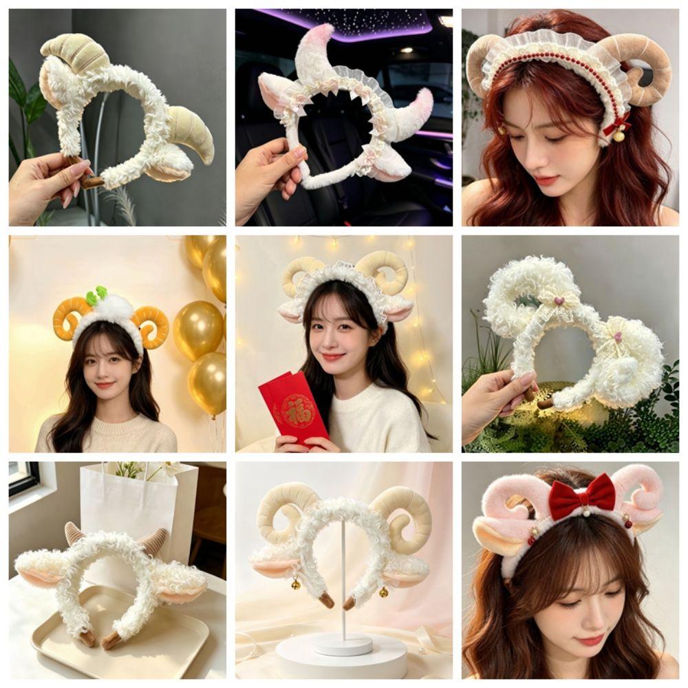 Cute Animal Headdress Lace Sheep Ear Hair Hoop Fashion Plush Lamb Headband Party