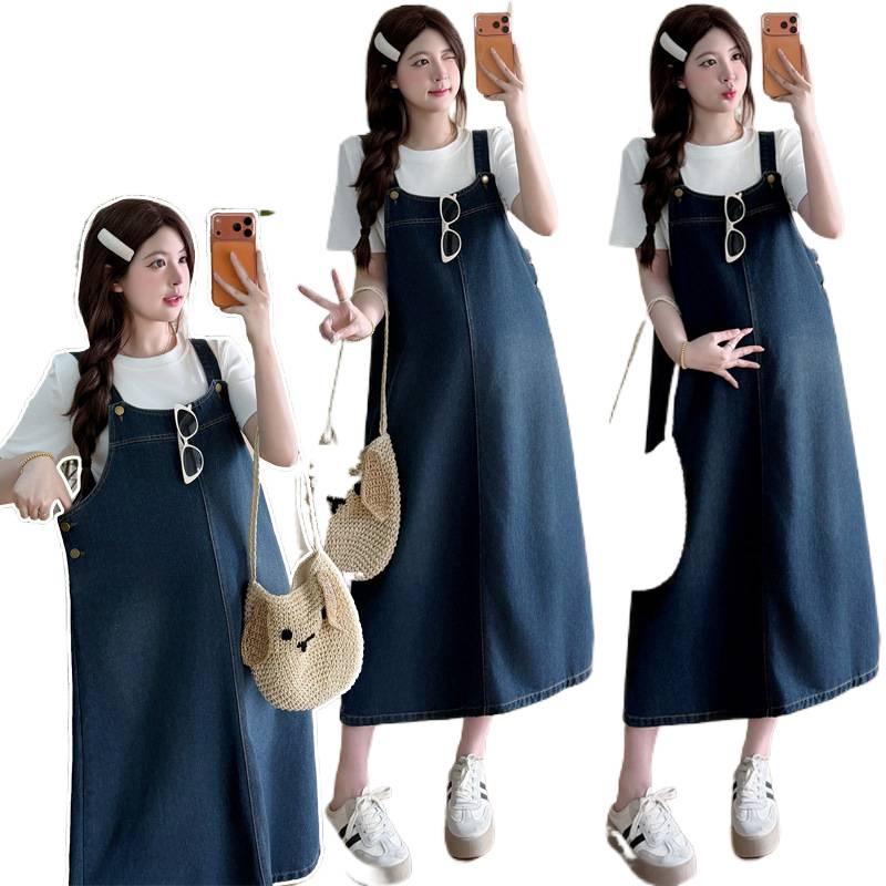 Korean Style Maternity Denim Overalls - Casual Summer Fashion Set