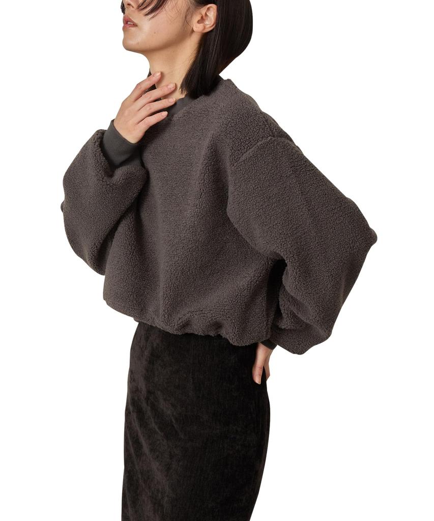 Nergy Cropped Boa Pullover In Black Women's (01)