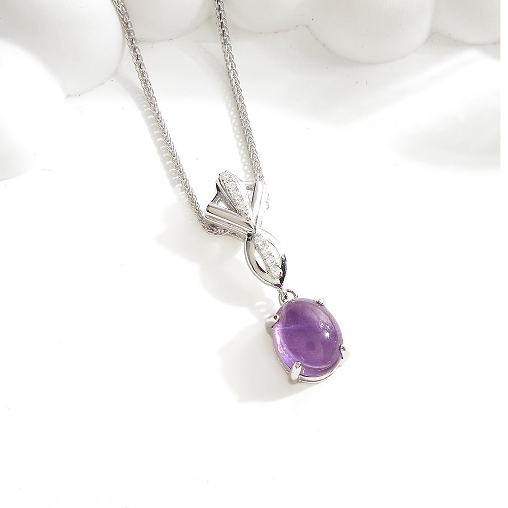 925 Sterling Silver jewelry set rings earrings necklace Natural Amethyst oval 8*10mm fine jewelry for women's banquet gifts