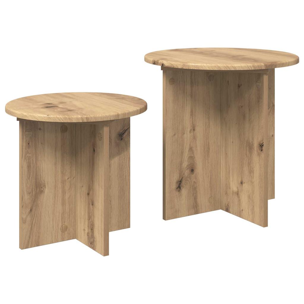 Side Table Set 2 pcs Artisan Oak Wood Based Material