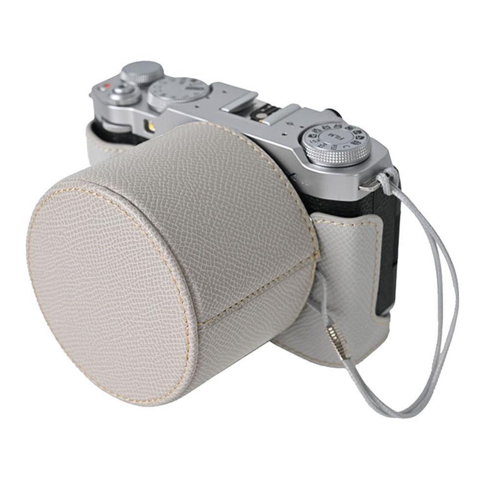 For Fujifilm X-M5 Camera Case PU Leather Protective Cover with Lens Cap E