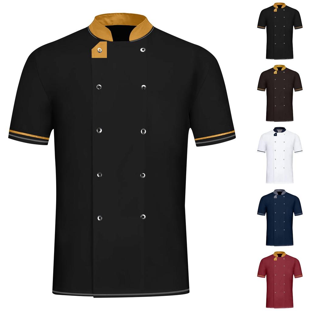 Chef's Jacket Chef Uniform Men's Women's Short Sleeve Cotton Kitchen Chef Jacket Costume Restaurant Hotel Cafe Chef Coat