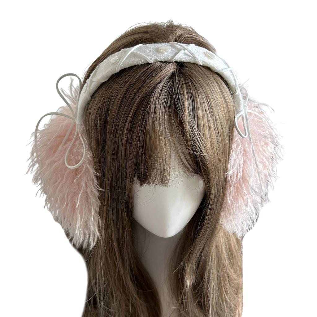 Bowknot Plush Ear Muffs for Cold Weather Fashion Ear Protective Ear Warmers Thick Furry Ear Muff for Women Skiing Hiking