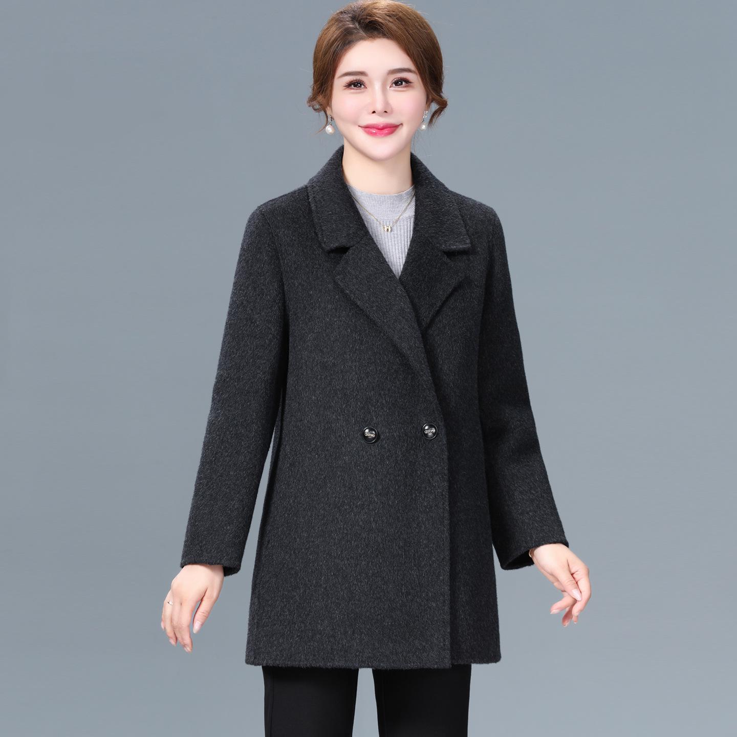 

Women s Double-Faced Cashmere Wool Coat - Mid-Length, Autumn/Winter 2025 Collection for Middle-Aged and Elderly Mothers. 3XL (suggested 135-145 lbs)
