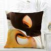 L-Little Black Cat Couple Pillow Cute Cushion Cover Daily Washable Linen Pillowcase Soft For Sofa Bed Home Room Decor