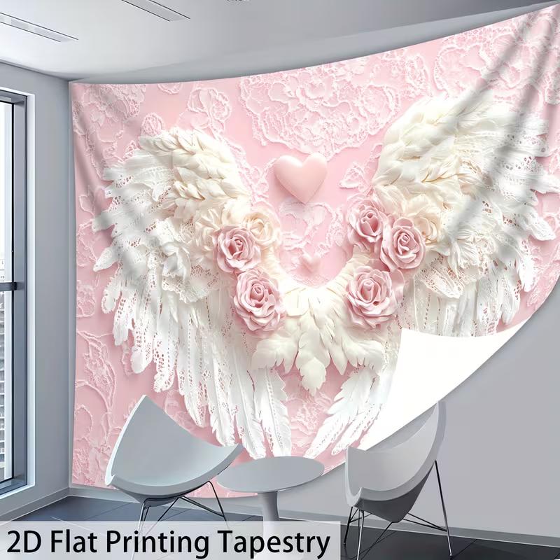 2D Aesthetic Romantic Angel Wing Tapestry Bedroom Background Decor