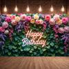 Banner Vibrant Colors Birthday Decor Party Backdrop Floral Design Floral Birthday Banner For Party Celebration Birthday Party