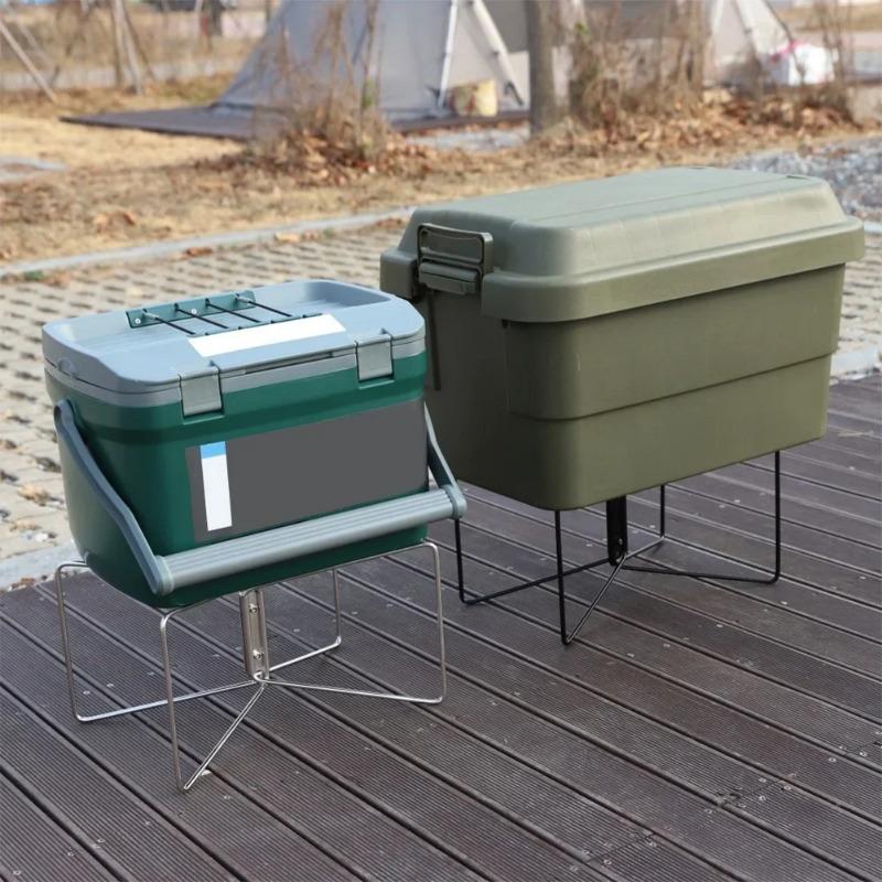 1 Stück Kühlbox Halter Faltbar Tragbar Kühlschrank Kühlbox Ständer Edelstahl Anti-Rutsch Picknick BBQ Eimer Halterung für Outdoor BBQ Picknick