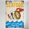 Vintage Seafood Metal Tin Sign Rustic Coastal Wall Decor with Lobster Oyster Clam Illustrations for Restaurant Home Bar Man Cave