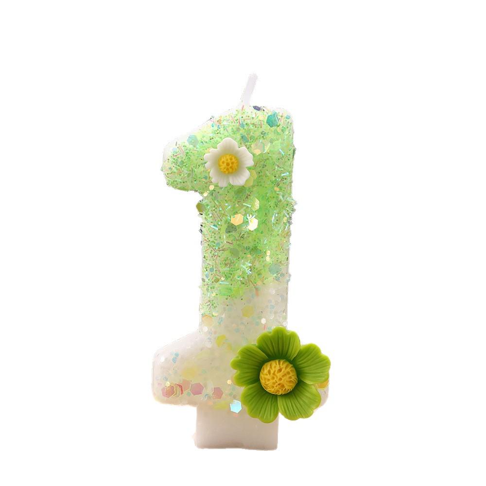 Forest Daisy Number Candles - First Birthday Cake Decorations