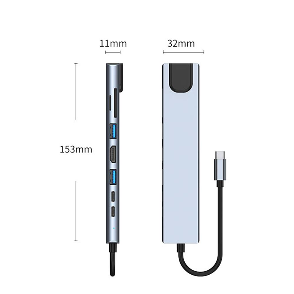 8-in-1 USB C Hub 5Gbps USB 3.0 2.0 Data Port USB-C Dongle SD TF Card Reader RJ45 Ethernet Port for Macbook Laptop PC Accessories