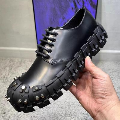 Mode Punk Damen Schnürstiefeletten Mujer 2024 Nieten Metalldekoration Runde Zehe Dicke Sohle Stiefel Frau Nachtclub Rock Plateau-Schuh