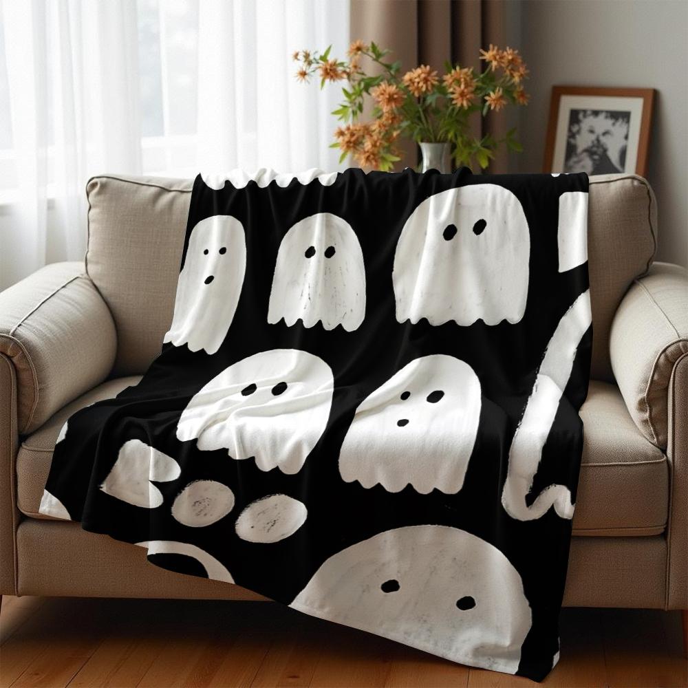 Brush Ghost Boo Soft Flannel Blanket Breathable Warm Throw for Office Car Sofa Kids Room Birthday Xmas Gift