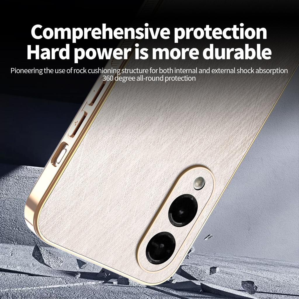 KADEM For Samsung Galaxy S25 Edge Case Electroplating Silk Texture PU+TPU Phone Back Cover