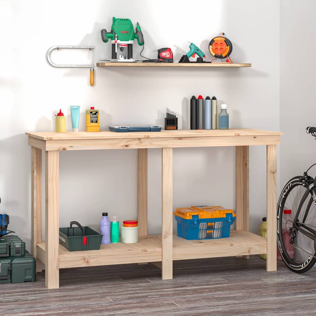 Vidaxl Werkbank, 140X50X80 Cm, Massives Kiefernholz