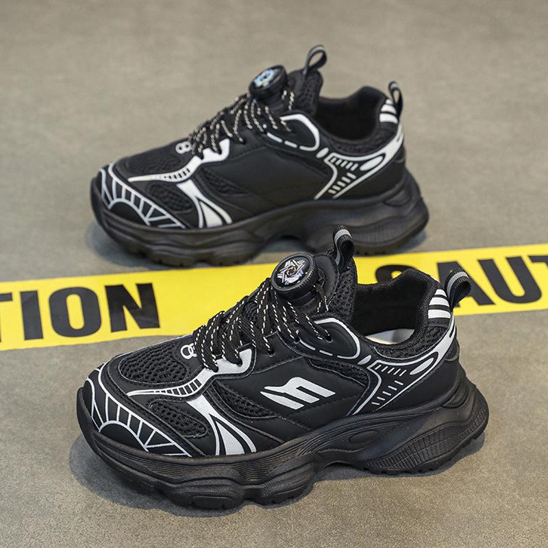 

Удобная спортивная обувь с вращающейся пряжкой, повседневная толстая подошва, удобная обувь для папы для мужчин и женщин. 38 чёрный