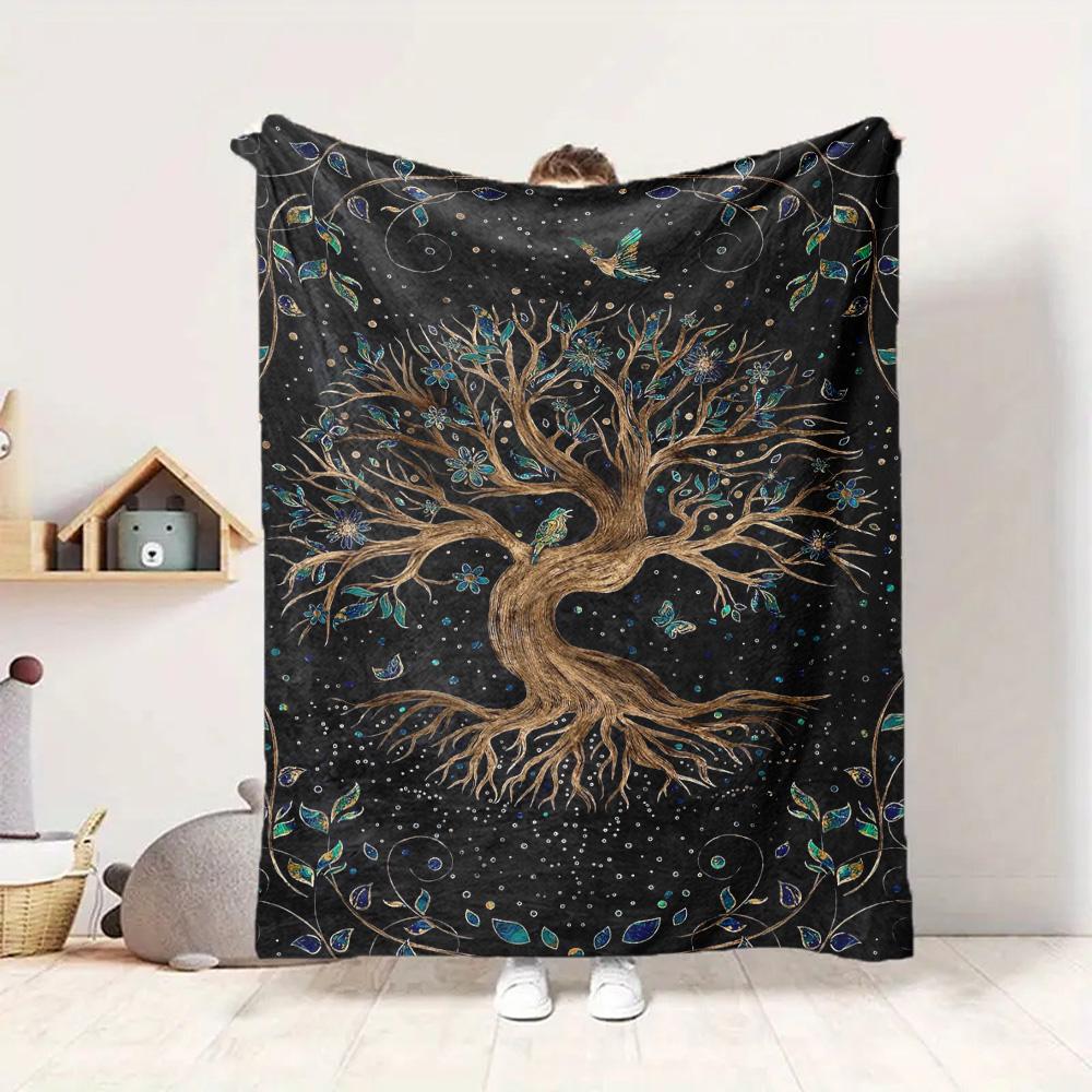 Tree Life Flannel Blanket Throw Blanket Soft Warm Sofa Bed Camping Car home Decor Unique Christmas Gift C930283