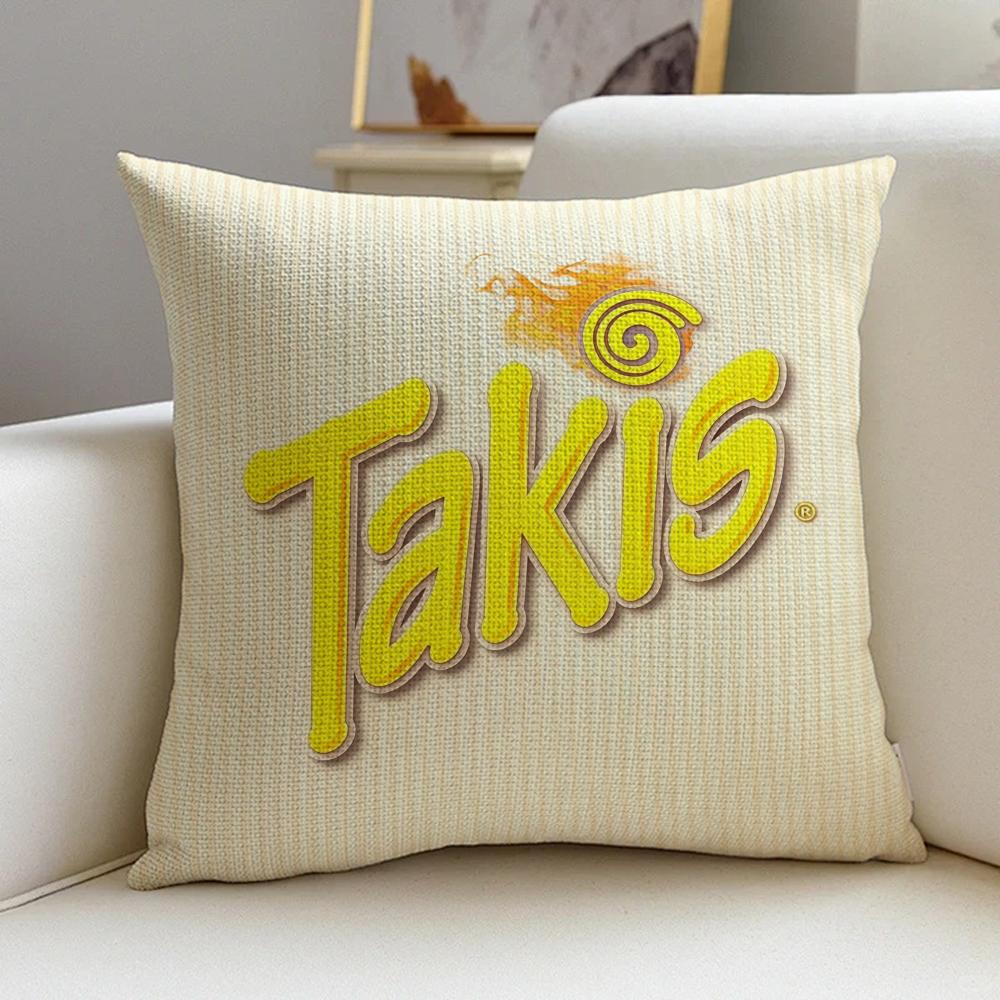Housse de coussin Motifs Chips Takis Chilii 1P, Ensemble de taies d'oreiller en lin naturel, Décoration tout-en-un pour canapé, chambre à coucher et chaise