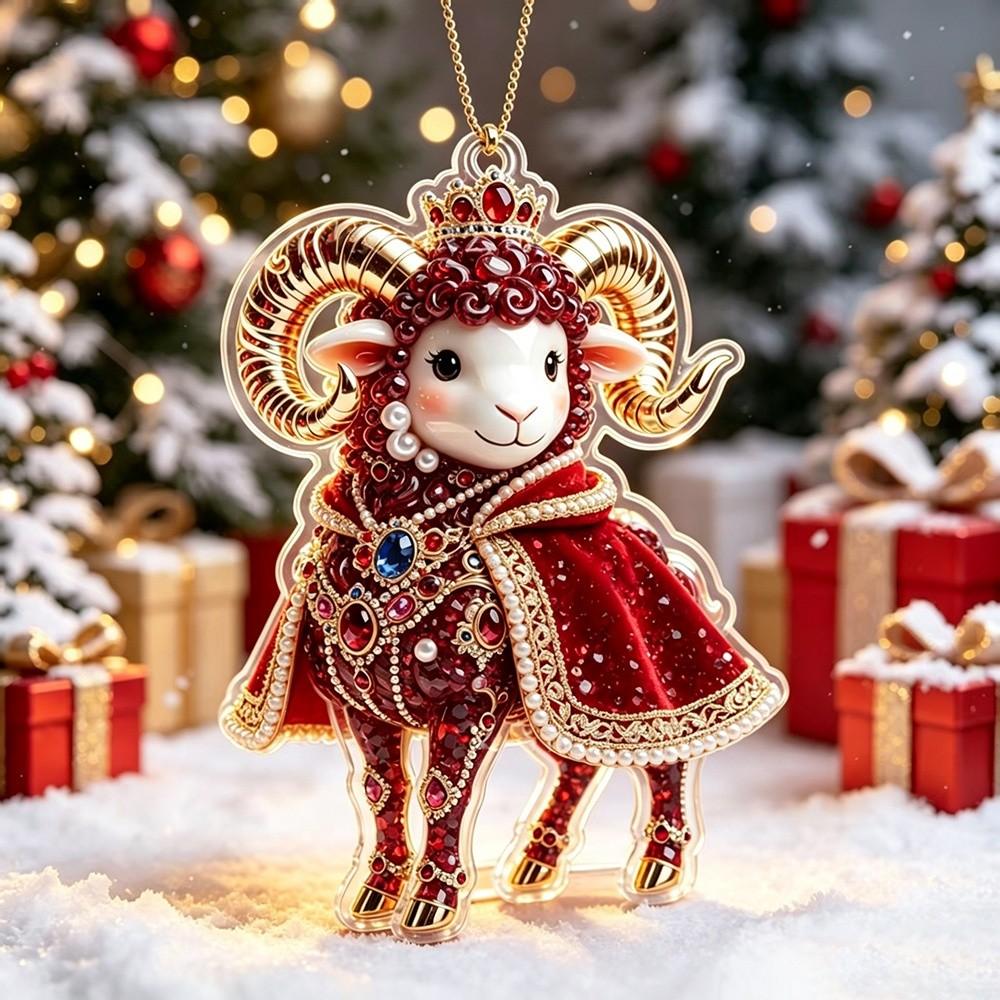 Shining Goat Pendant Acrylic Animal Hanging Decoration Christmas Tree Ornament  Holiday Party Decor