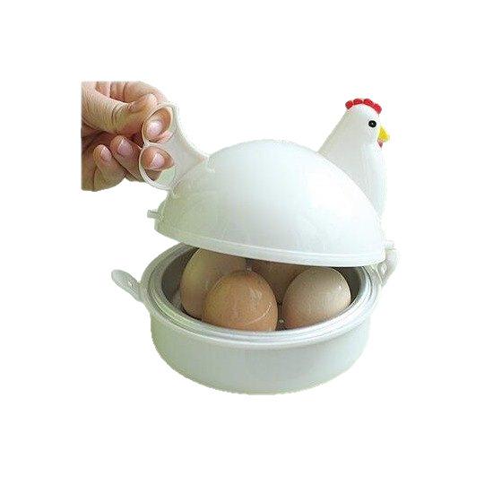 Schöner Eierkocher in Hühnerform, Dampfgarer, für 4 Eier und 1 Ei, Eierkocher für die Mikrowelle, Kochwerkzeug, Küchenzubehör