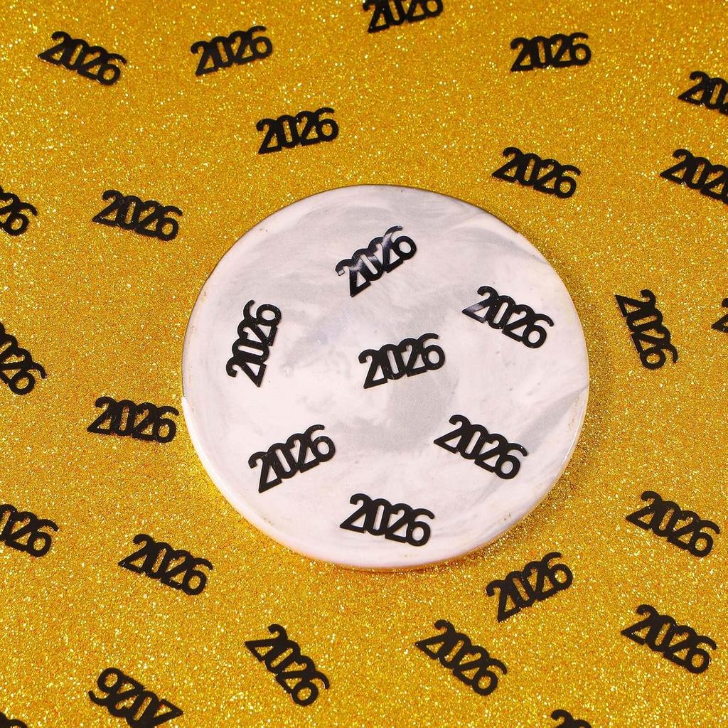 VHUWE 2026 New Years Confetti Black, 2.12 oz Shinny Metallic 2026 Number Confetti for Tables 2026 Happy New Year Decorations New Years Eve Party