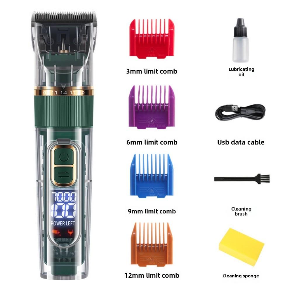 

Цифровой дисплей Стрижка Электрический Push and Cut Волосы Артефакт Масло Головка Фейдер Зарядка Стрижка Push and Cut Green