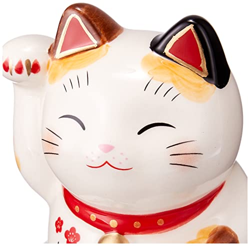 Yakushi Kiln, Colorful Painting, Wealth and Good Fortune, Maneki-neko, Right Hand Raised, Size 3, Approximately 9cm Tall, 7843
