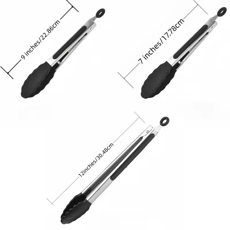 7912Inch Silicone Non-Slip Bbq Grilling Tongs Salad Bread Cooking Clip Clamp Serving Utensils Kitchen Stainless Steel Tong