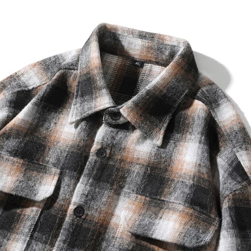 Cozy Up Spring New Trend Men's Loose Casual Plaid Shirts Jackets Vintage Casual Outdoor Double Pockets Designer Cargo Work Shirt