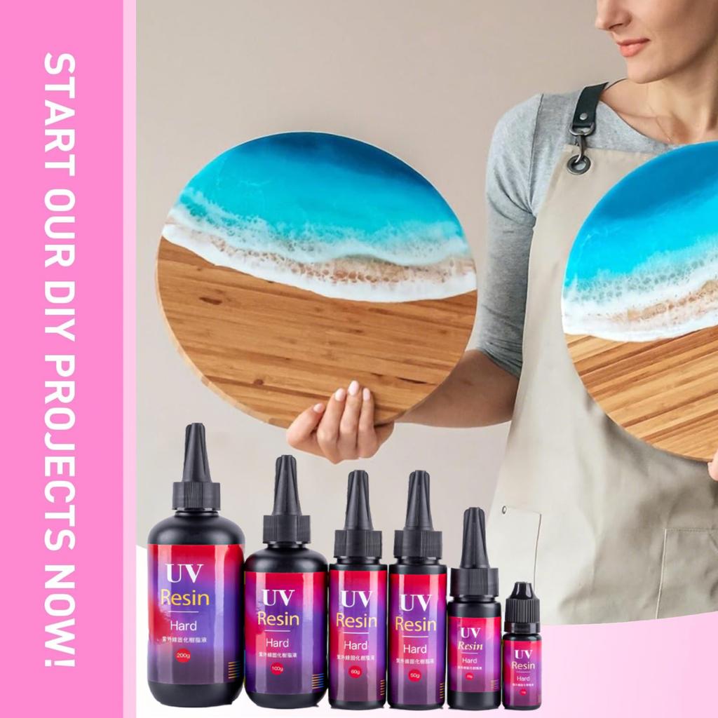 10/25/50/60/100/200g Quick Drying Hard Clear UV Resin Adhesive Ultraviolet Liquid Curing UV Lamp Accessories DIY Jewelry Making