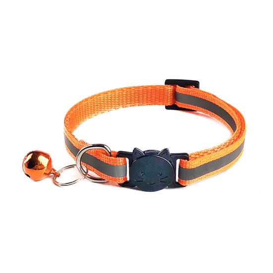 Pets Dog Bell Night Safety Reflective Collar Cat Head Buckle Necklace Neck Strap