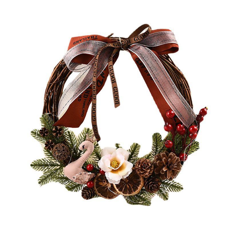 White Christmas Holiday Art Wreath Decorative Simulation Door Wreath Christmas Decorations for Window Christmas Pendant