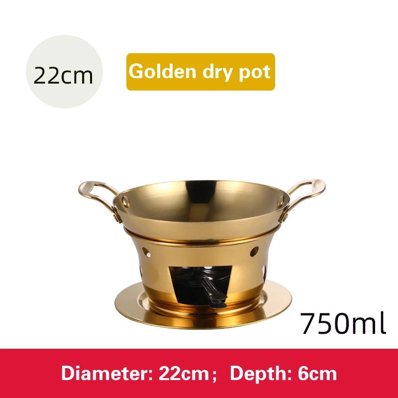 Dry Boiler Commercial Solid Fuel Boiler Golden Alcohol Furnace Chafing Dish Buffet Korean Pot Thickened Stainless Steel Hot Pot