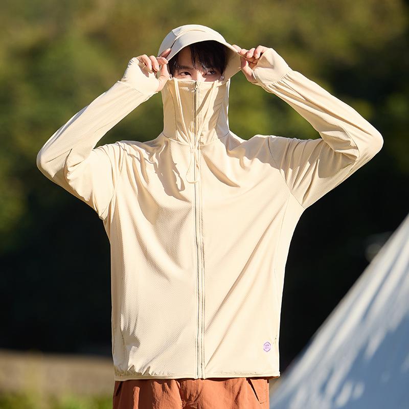Men’s Summer UPF50+ Sun Protection Jacket Wide Brim Hood UV Protection Lightweight Breathable Outdoor Fishing Sun Hoodie