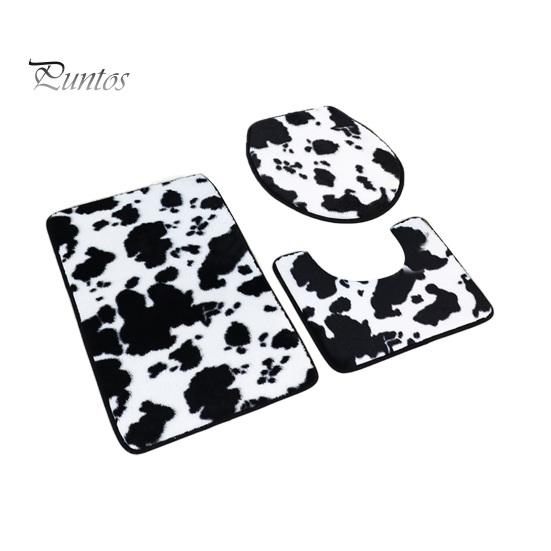 

3 шт./компл. коврик для пола в ванную комнату, нескользящий, суперабсорбирующий, коровий цвет, утолщенный, стеганый, осенне-зимний, теплоизоляционный, напольный ковер, чехол для унитаза 1 Set чёрный