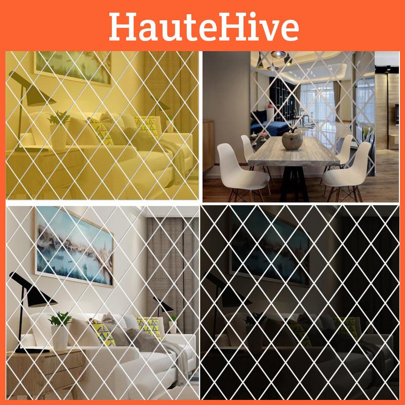 Factory Wholesale Cross-border Diamond Combination Living Room Tv Sofa Background Wall Acrylic Mirror Decorative Wall Sticker