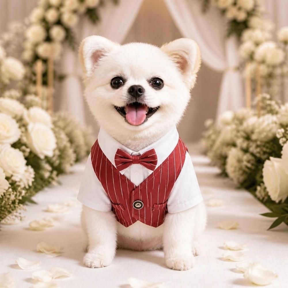 Lightweight Pet Tuxedo Outfit Button Closure Small Dog Clothes Dog Costume Vest  Wedding Ceremony