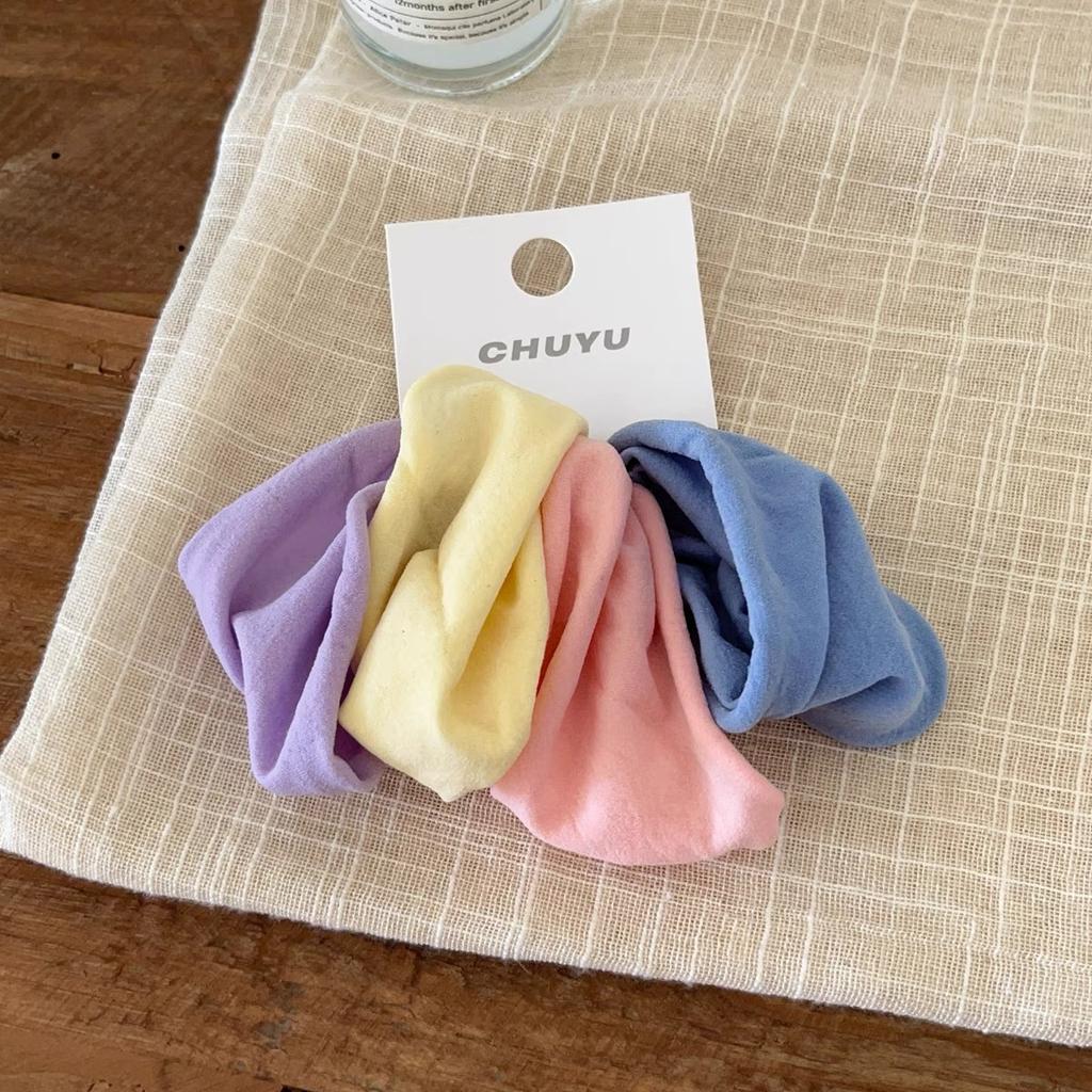 4 Pieces A Set Soft High Elastic Scrunchie Wide Edge Seam Free Hair Rope Simple Retro Ponytail Rubber Band