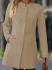 2025 European Plus Size Women's Casual Stand Collar Mid-Length Wool Coat - Autumn/Winter Collection