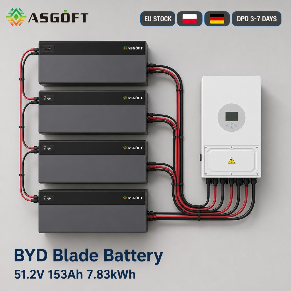 Powergo 7.83kWh 10kW Lifepo4 Lithium Solar BYD 153Ah 51.2V Split IP65 CAN Energy Storage System Stackable Wall-Mounted Home