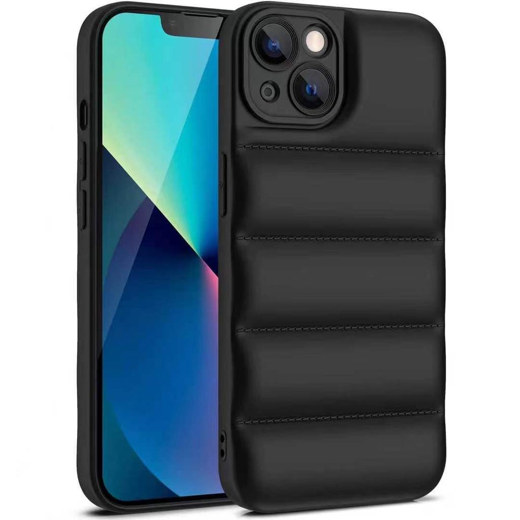 2023 New Down Jacket for iPhone 15 Case, 14PROMAX, 13 Back Airbag, Anti-Fall, Contrast Color Lens