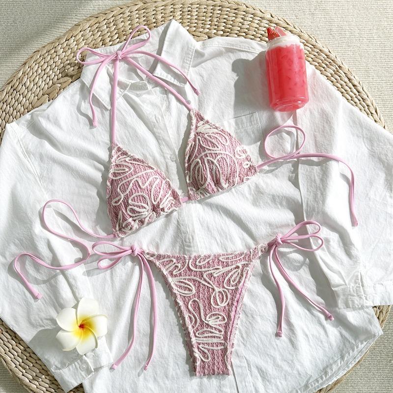 Sexy Solid Color Women Three Piece Bikini Swimsuit For Summer Vacation