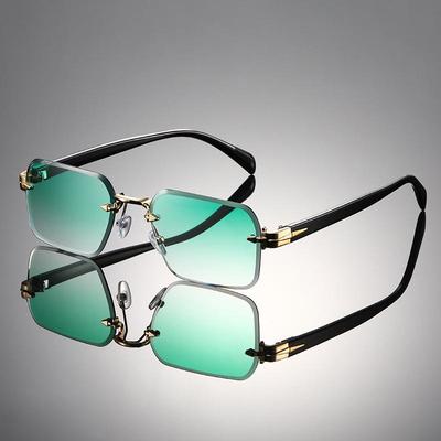 Gradient Frameless Reading Glasses & UV Protection Retro Square Sunglasses - Style 803