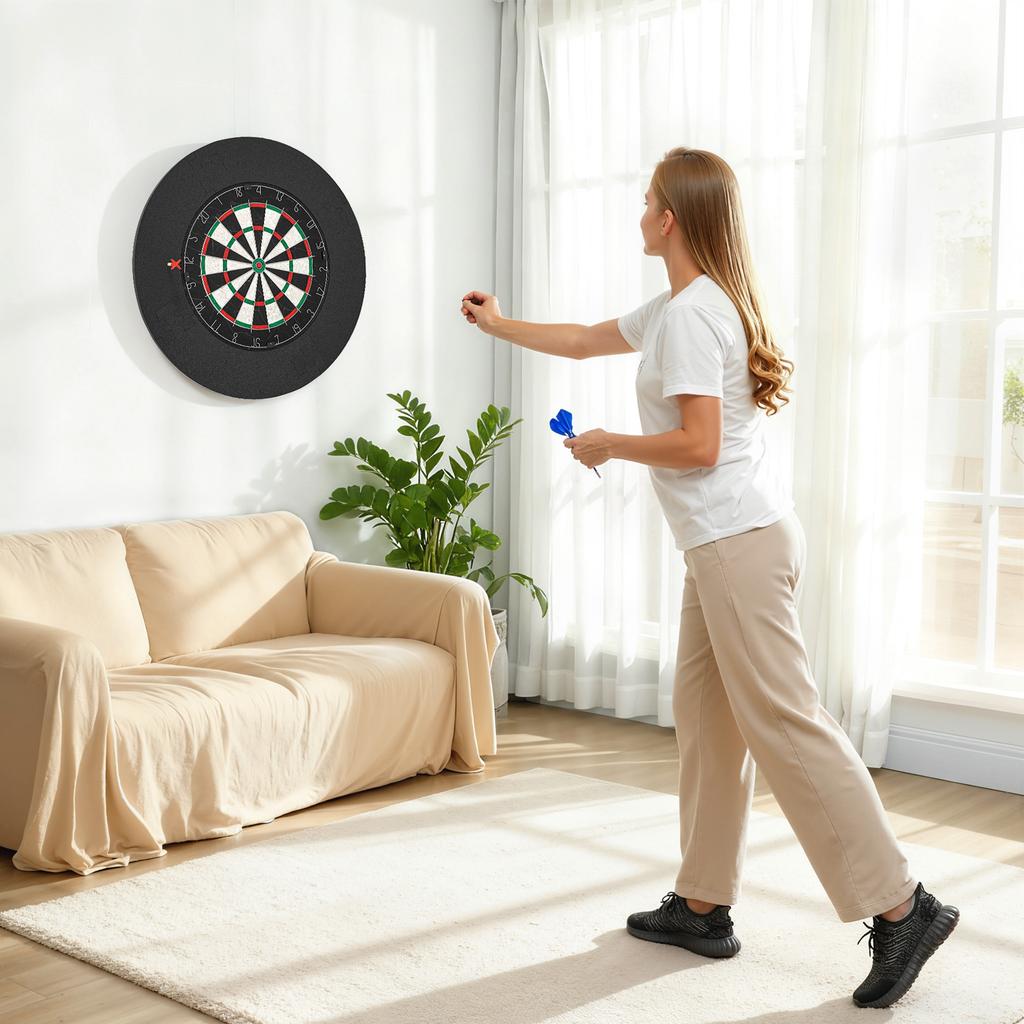Sisal Dartboard, Professional, EVA Protective Ring, 6 Tip Darts, 71.5 x 3.8 cm, Black