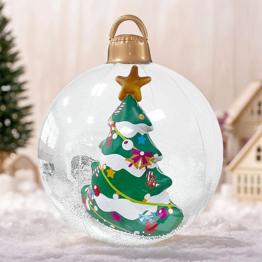 60cm Christmas Giant Inflatable Christmas Ball Outdoor Inflatable Decor Christmas Tree PVC Inflatable Decorated Transparent Ball