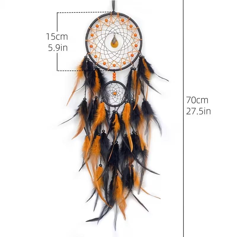 Hand-Woven Dreamcatcher Wind Chimes, Adorned With Artificial Feathers And Crystals, Exquisite Wall Decoration