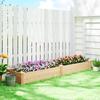 Raised Garden Bed Wood, Planting Bed with Partition, Open Bottom, Cold Frame Garden Bed, 235 x 66 x 26 cm, Natural Wood
