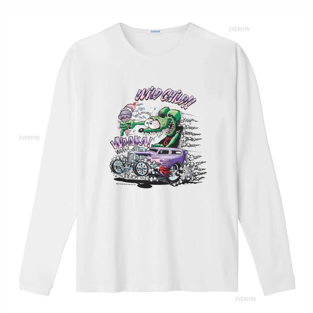 Unisexs Ed Big Daddy Roth Rat Fink Wild Child Hot Rod White Cotton T Shirt S XL vintage Washed streetwear graphic